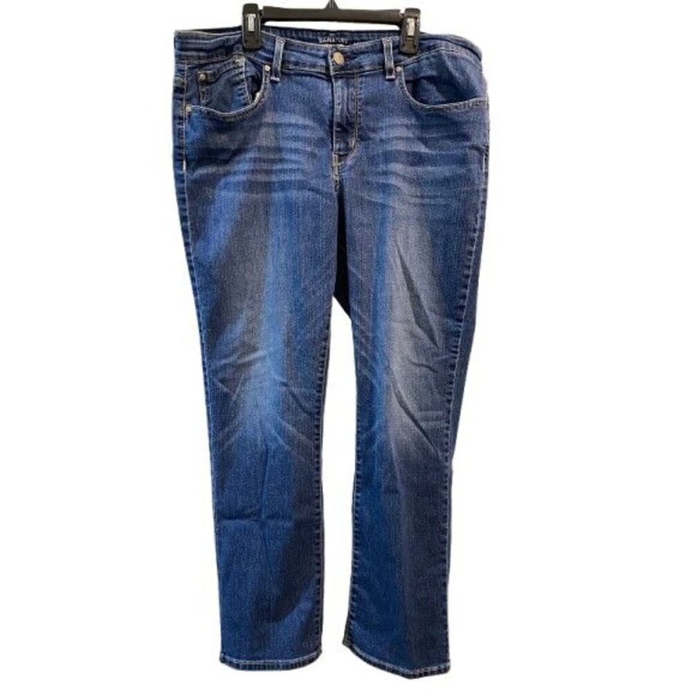 Women's 18W Jeans Levi's Signature Modern Straight Blue Mid-Rise Stretch 36x27